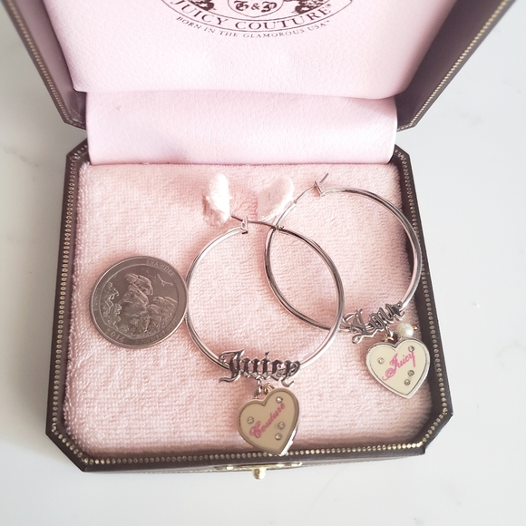 SALE 🥰😀 Juicy Couture Hoop Earrings Silver Tone - Picture 4 of 8